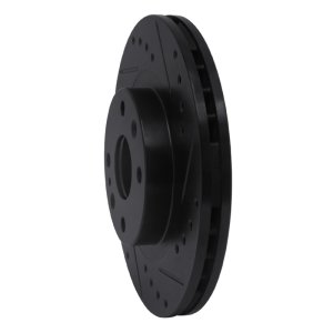 Mazda Protege Brake Rotor (1) - Front Right - R1 Concepts - Drilled & Slotted - Black - `99-`03